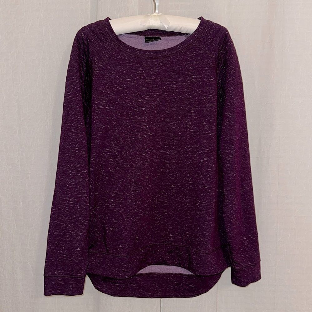 32 Degrees Ladies XL Heather Purple Crew High Low Fleece Sweatshirt Pullover